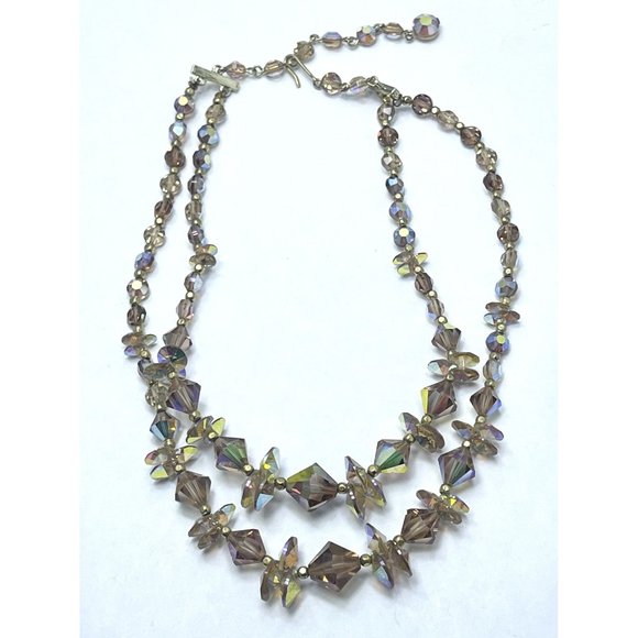 Vintage Faceted Crystal Glass Beaded Necklace